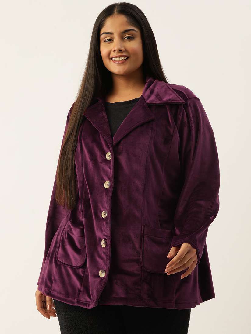 Purple Longline Velvet Jacket Buy TheRebelinme Women Plus Size