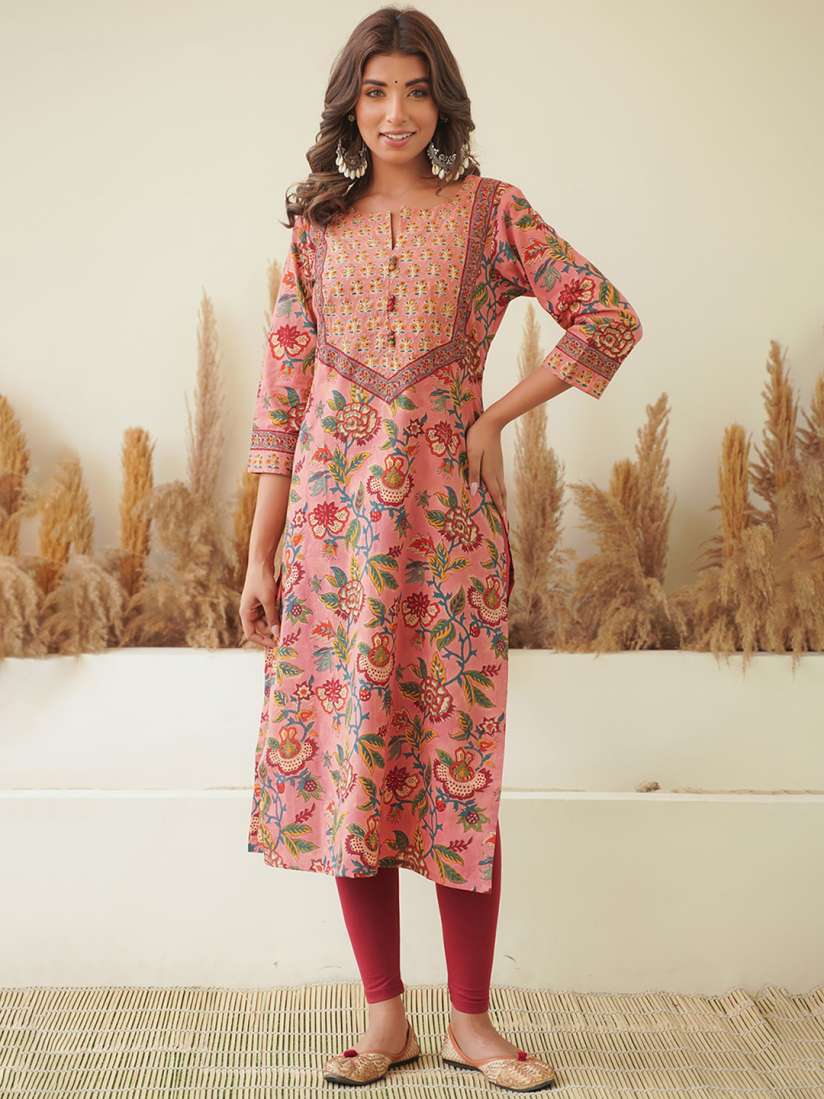 Printed leggings with kurta shop