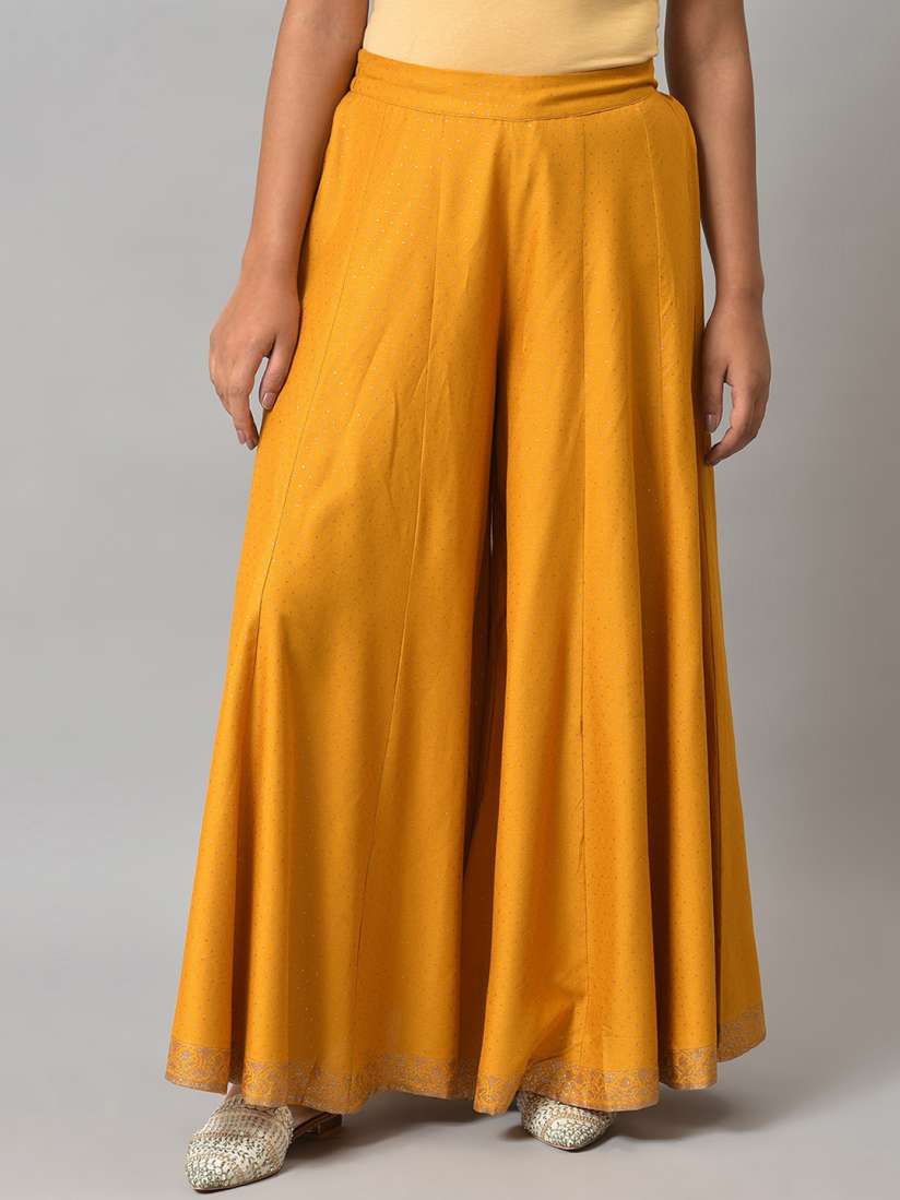 Yellow pleated trousers cheap