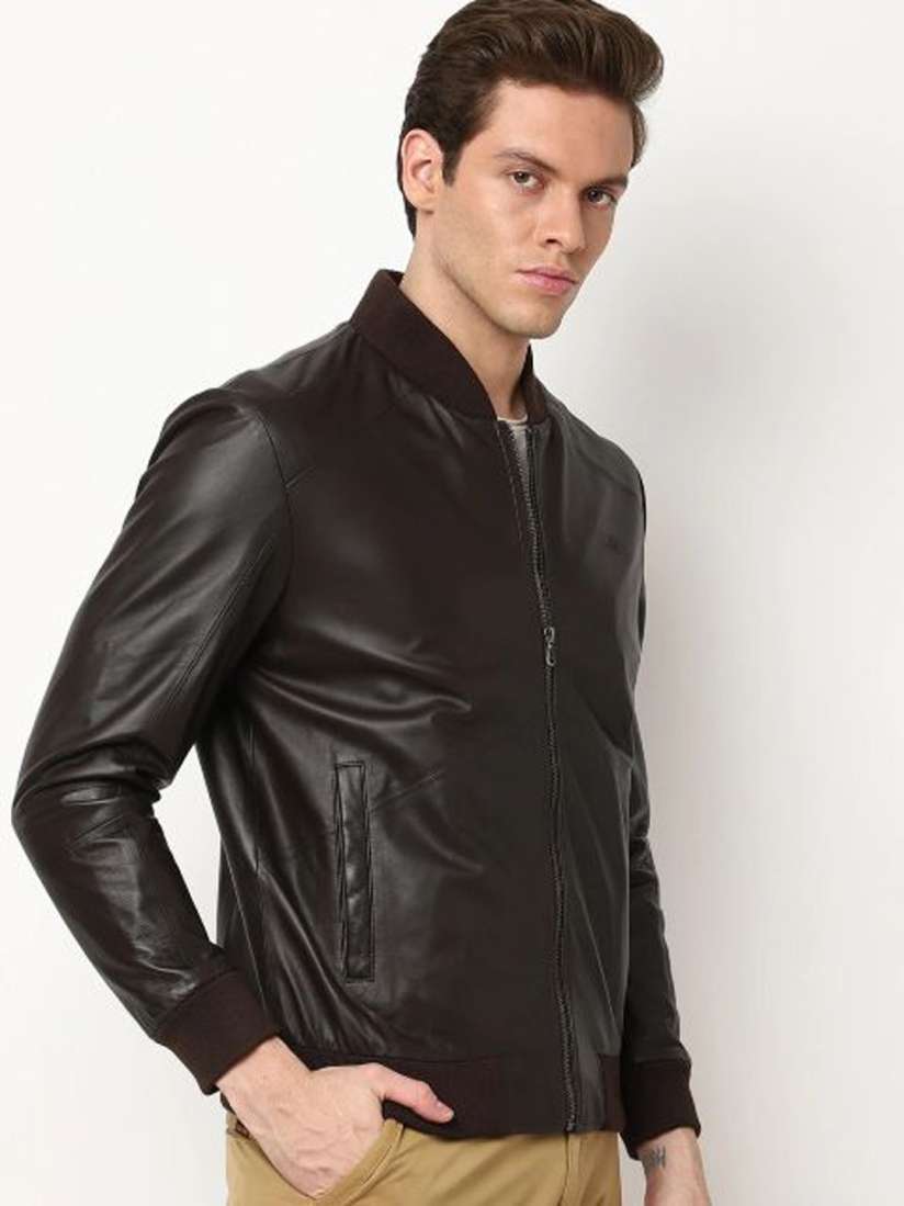 Lightweight leather bomber jacket cheap
