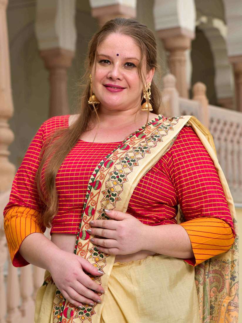 Buy The Plus Size Store by Meera Creations Plus Size Checked Cotton Readymade Saree Blouse Saree Blouse for Women 25519016 Myntra