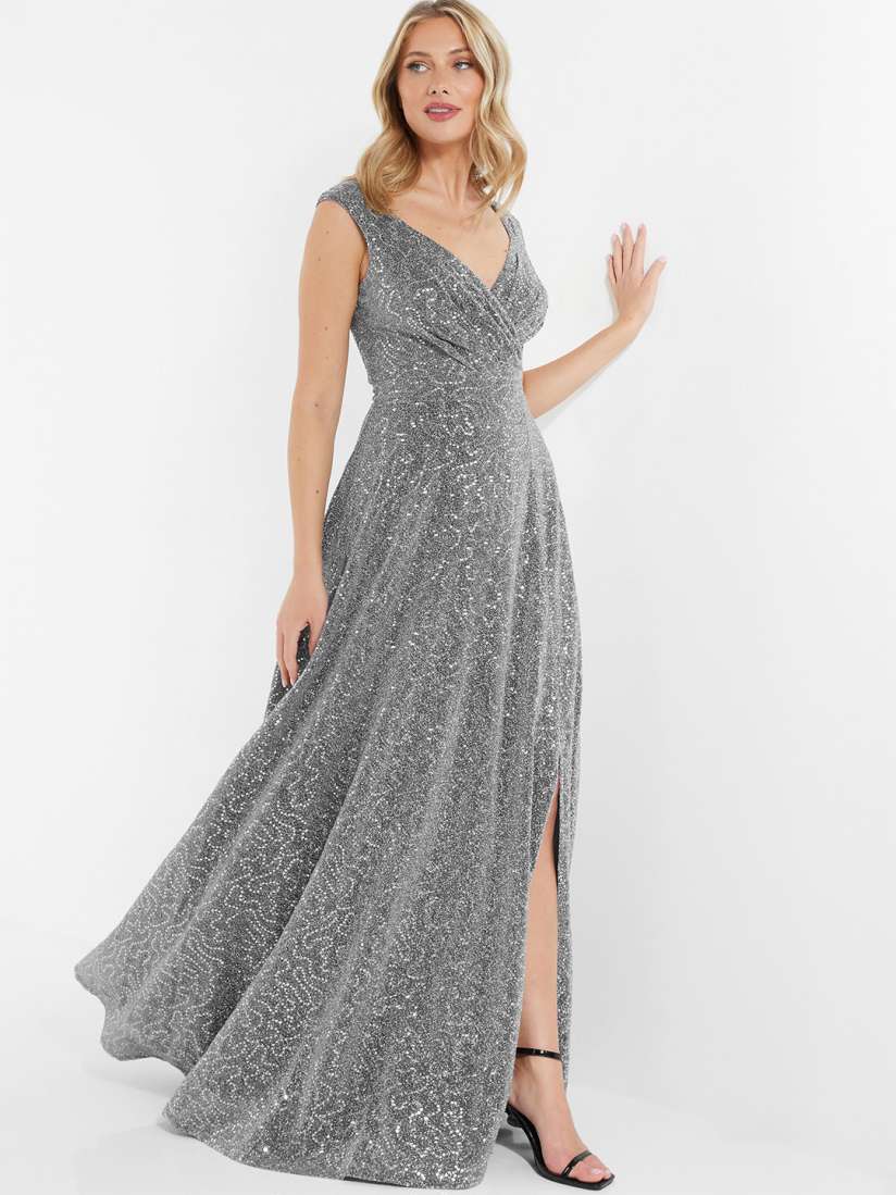 Buy QUIZ Embellished V Neck Sequined Maxi Dress Dresses for Women 25520148 Myntra