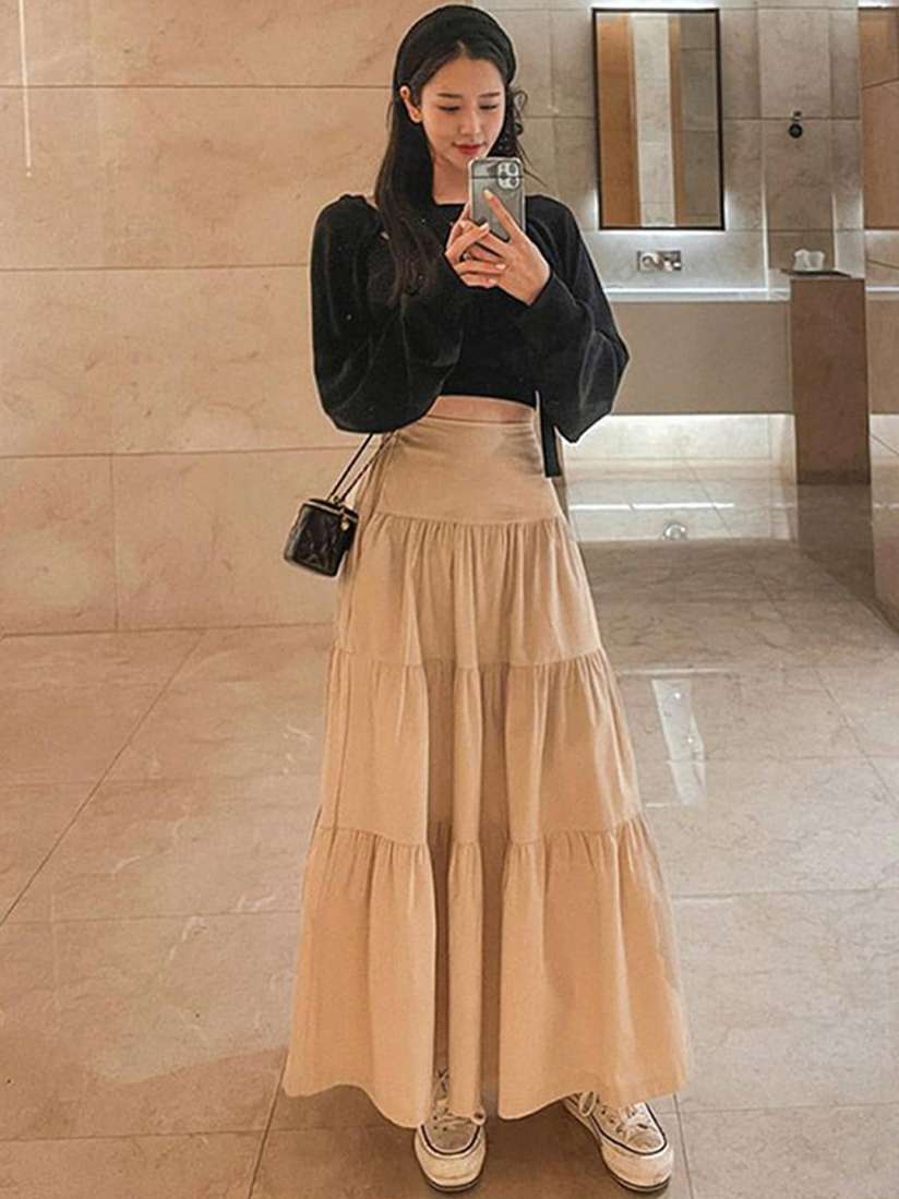 Buy LULU SKY Round Neck Top With High Rise Maxi Skirt Co Ords for Women 25520918 Myntra