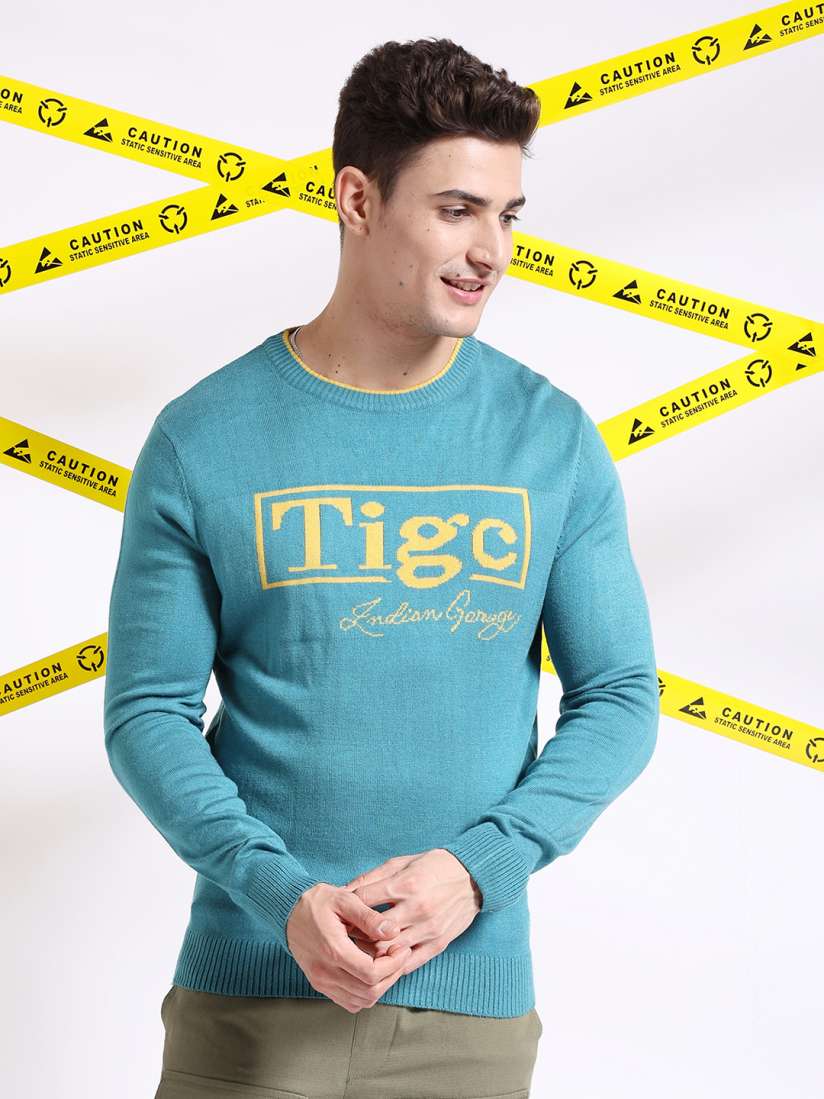 Buy The Indian Garage Co Typography Printed Pullover Acrylic Sweater Sweaters for Men 25523212 Myntra