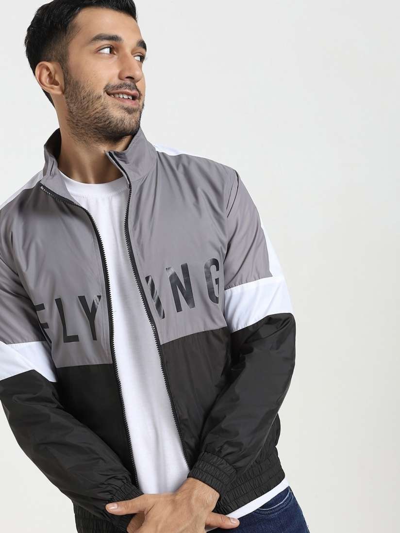 Buy Bewakoof AIR Grey Black Typography Printed Bomber Jacket Jackets for Men 25523450 Myntra