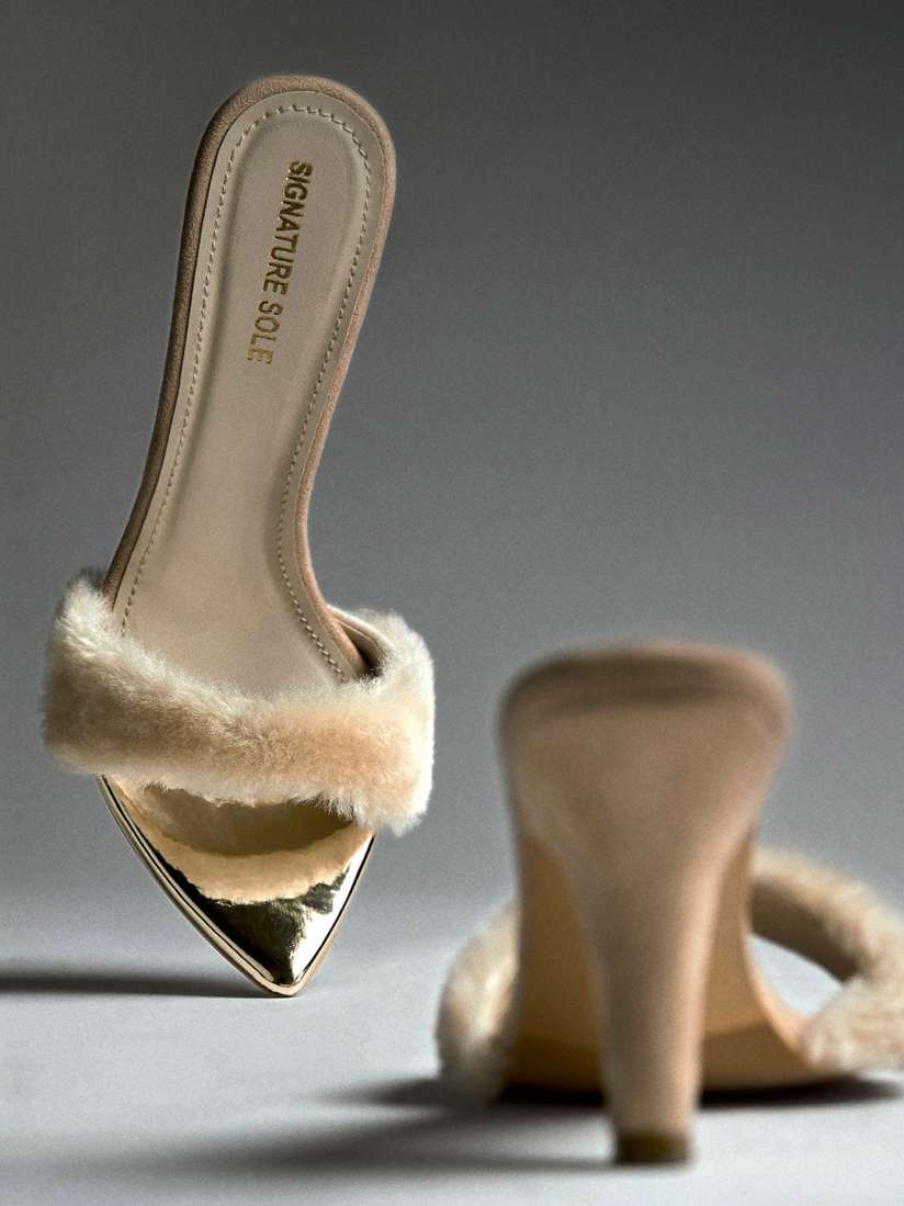 Buy Signature Sole Fur Open Toe Kitten Heels Heels for Women 25523524 Myntra