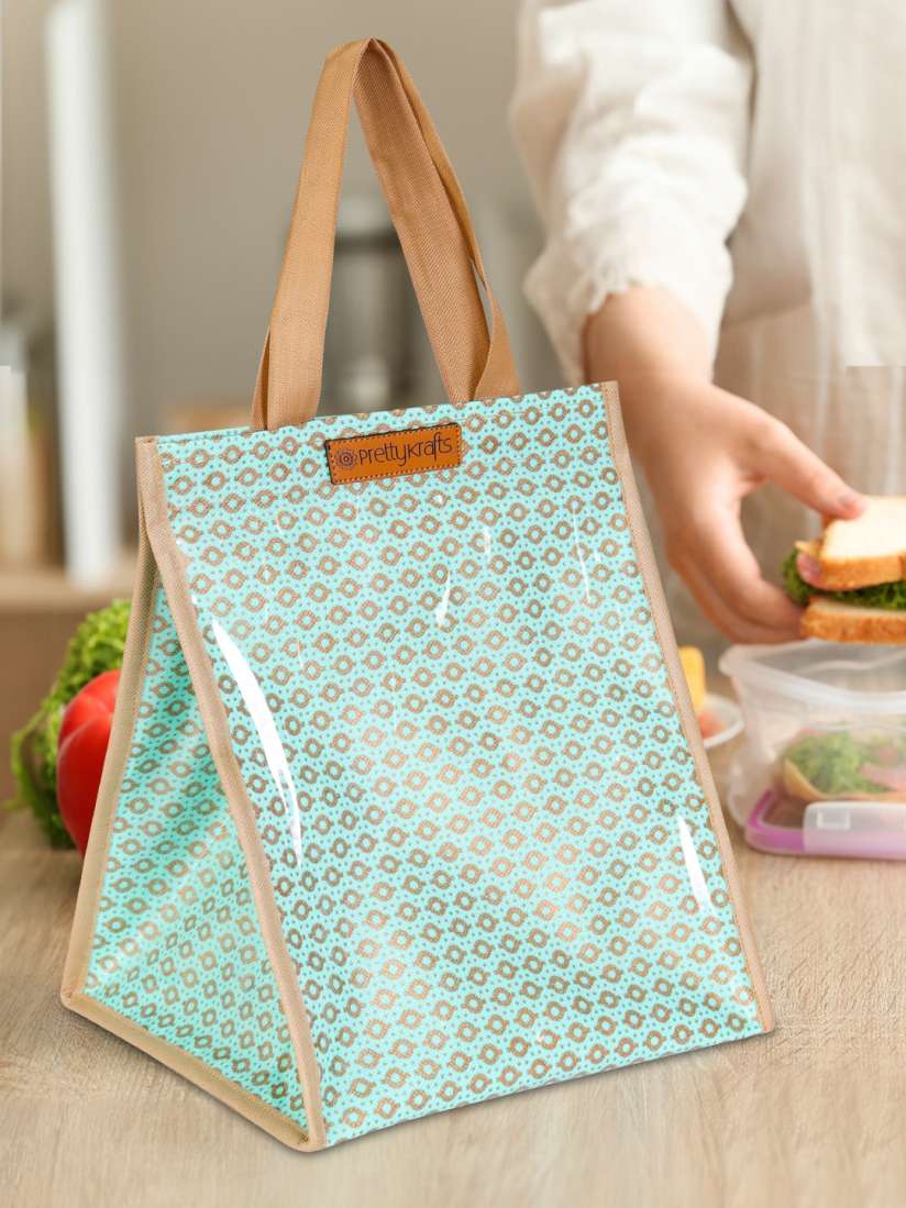 Buy prettykrafts Set Of 2 Geometric Printed Lunch Bag with Easy To Carry Handles Travel Accessory for Unisex 25529648 Myntra