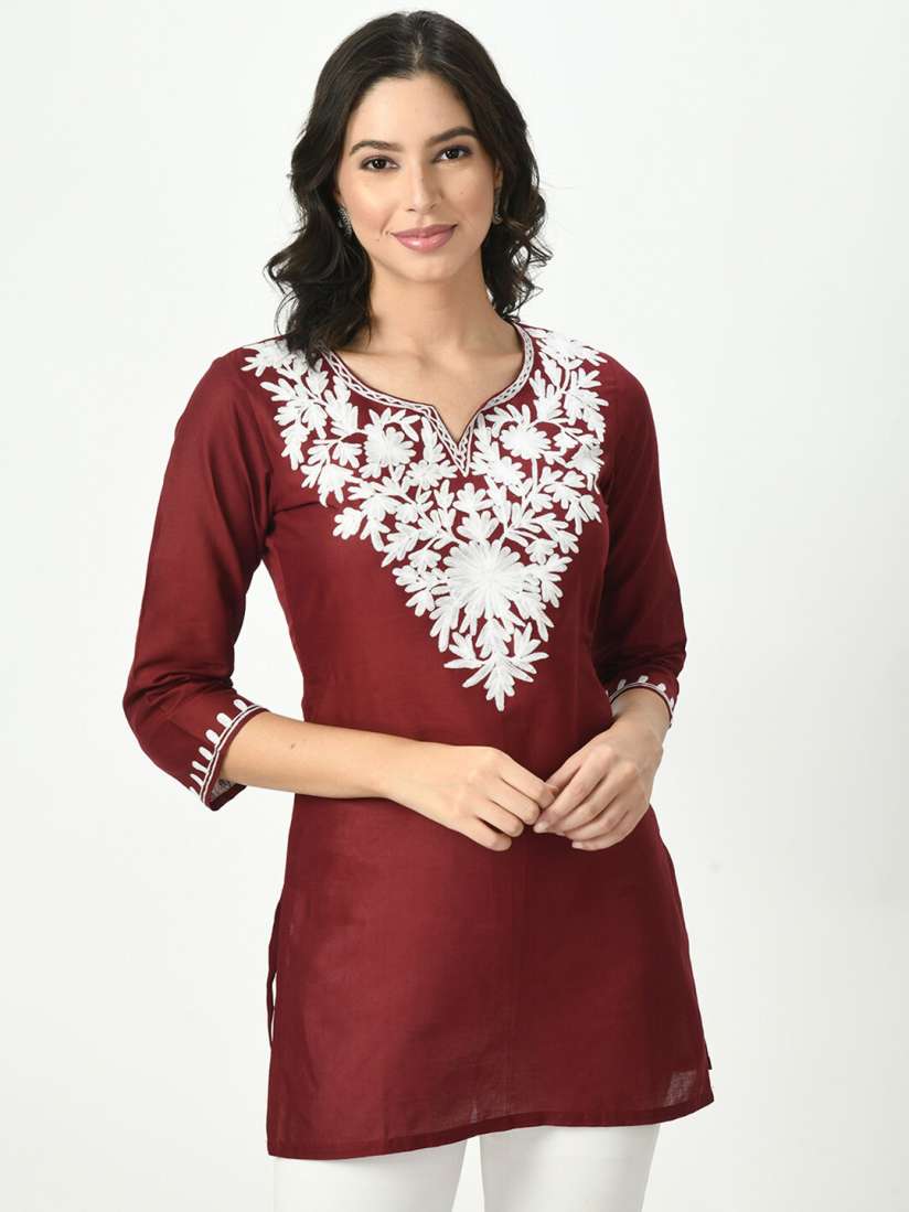 Buy KALINI Floral Embroidered Cotton Kurti Kurtis for Women 25531228 Myntra