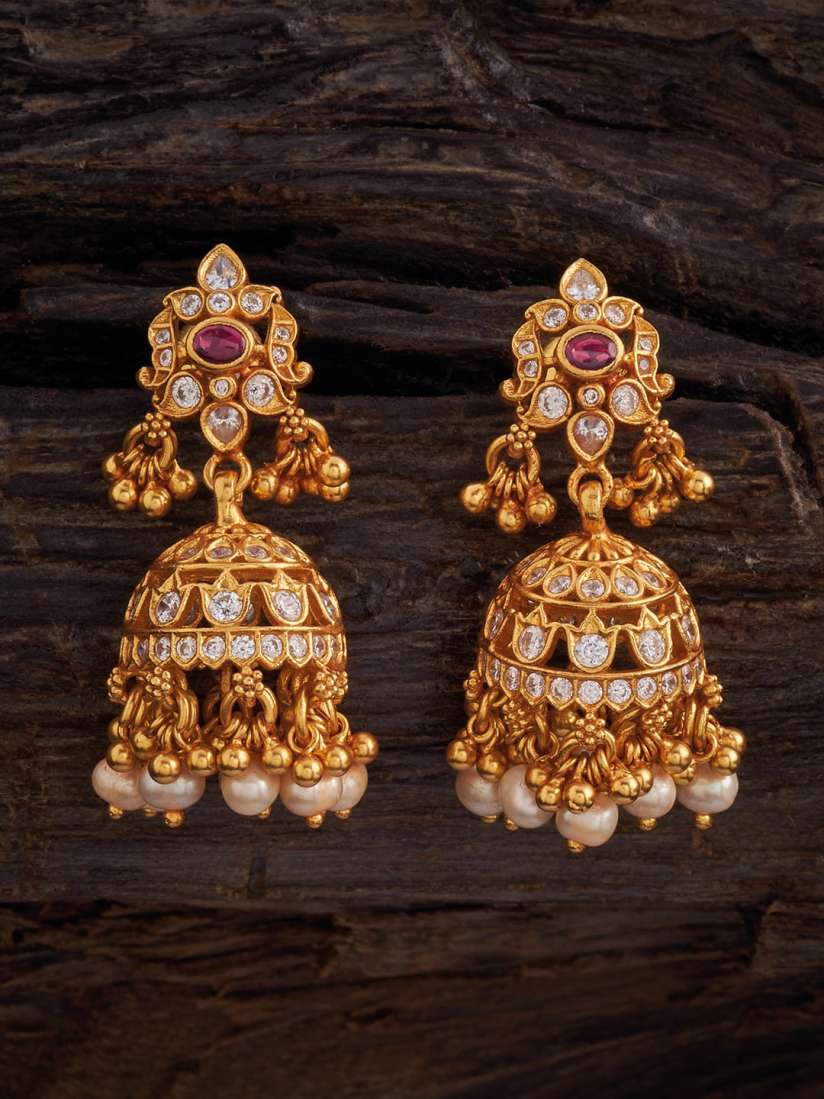 Buy Kushal s Fashion Jewellery 92.5 Pure Silver Classic Gold Plated Jhumkas Earrings for Women 25532574 Myntra
