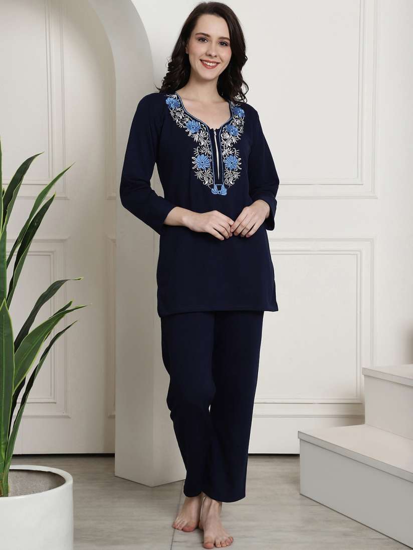Buy Secret Wish Floral Embroidered Night suit Night suits for Women 25537554 Myntra