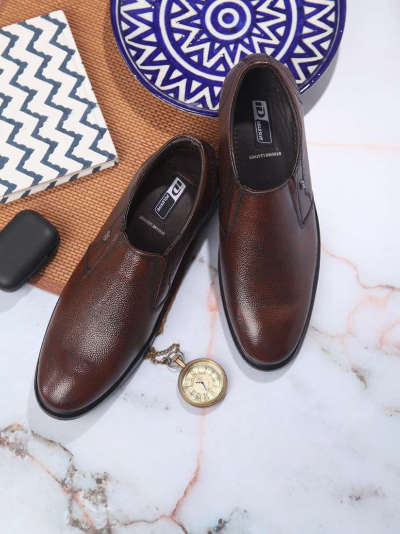 Buy ID Men Textured Leather Comfort Fit Formal Slip On Shoes Formal Shoes for Men 25539426 Myntra