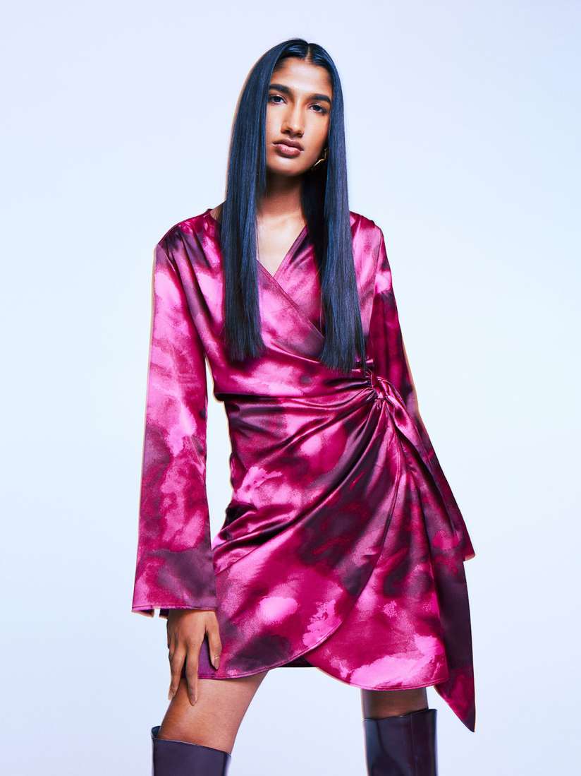 H&m satin wrap dress hot sale