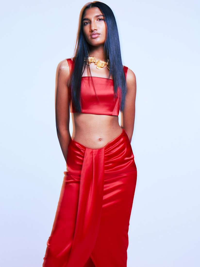 Red satin skirt h&m outlet