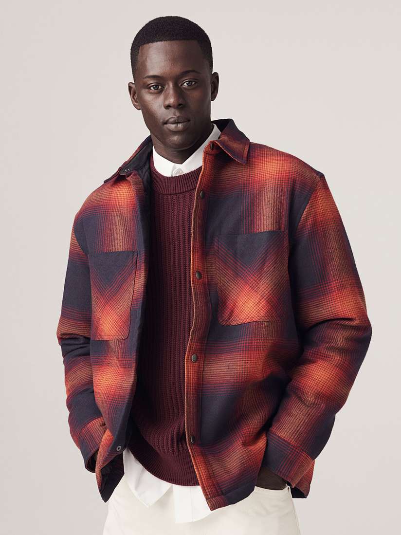 H&m Shirt Jacket Red H&M Pure Cotton Padded Overshirt