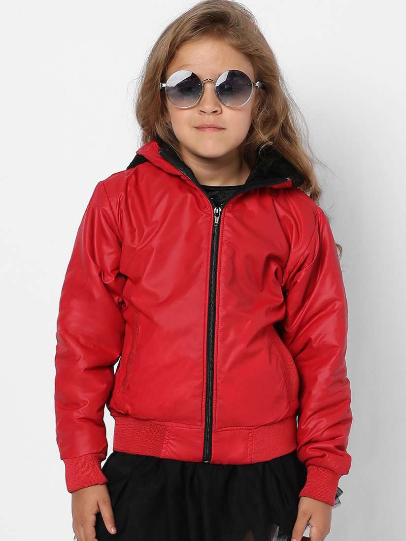 Buy Instafab Girls Hooded Windcheater Cotton Bomber Jacket Jackets for Girls 25549622 Myntra