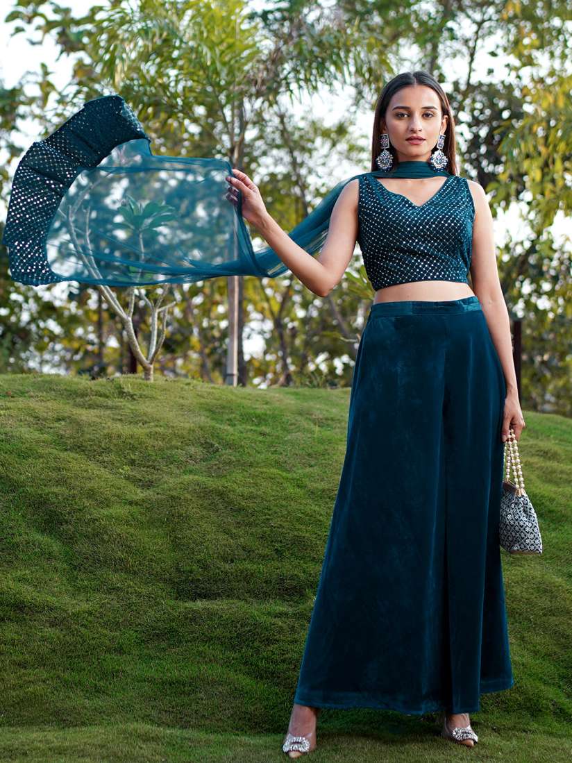 Flared skirt palazzo top