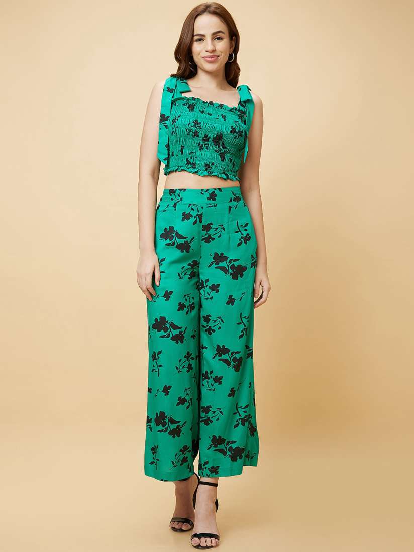Buy Globus Printed Casual Co Ord Set with Smocked Crop Top Palazzo Co Ords for Women 25563350 Myntra