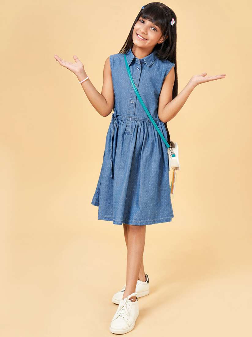 Buy YU by Pantaloons Girls Polka Dots Printed Shirt Collar A Line Dress Dresses for Girls 25563864 Myntra