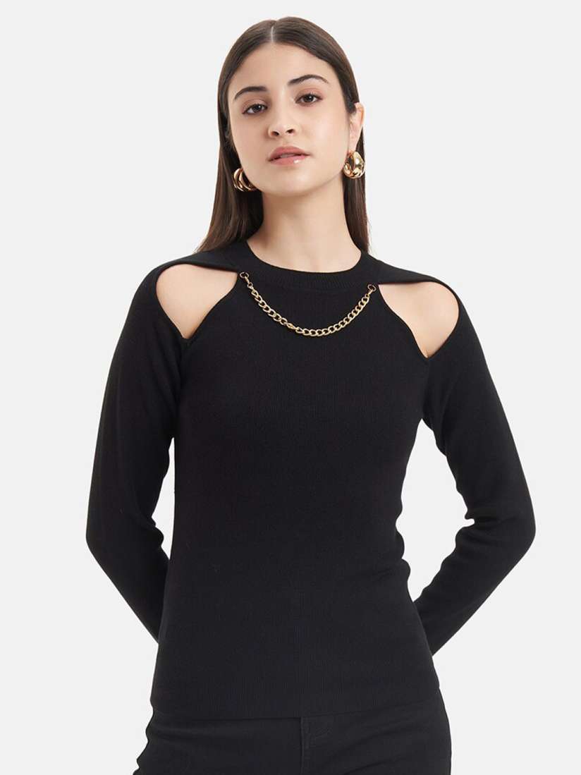 Buy Kazo Cut Out Pullover Sweater with Embellished Detail Sweaters for Women 25565920 Myntra