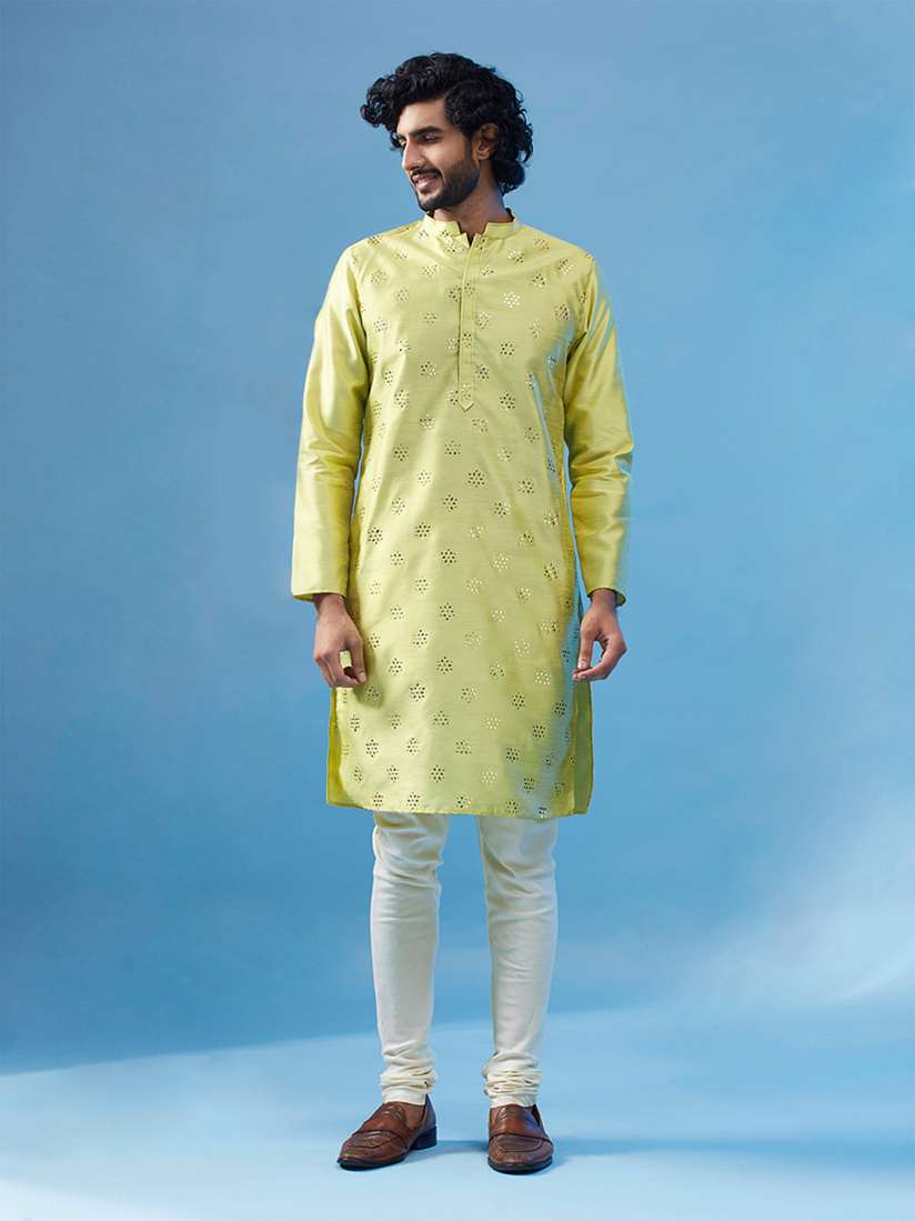 Buy KISAH Embellished Mandarin Collar Regular Kurta With Churidar Kurta Sets for Men 25577460 Myntra