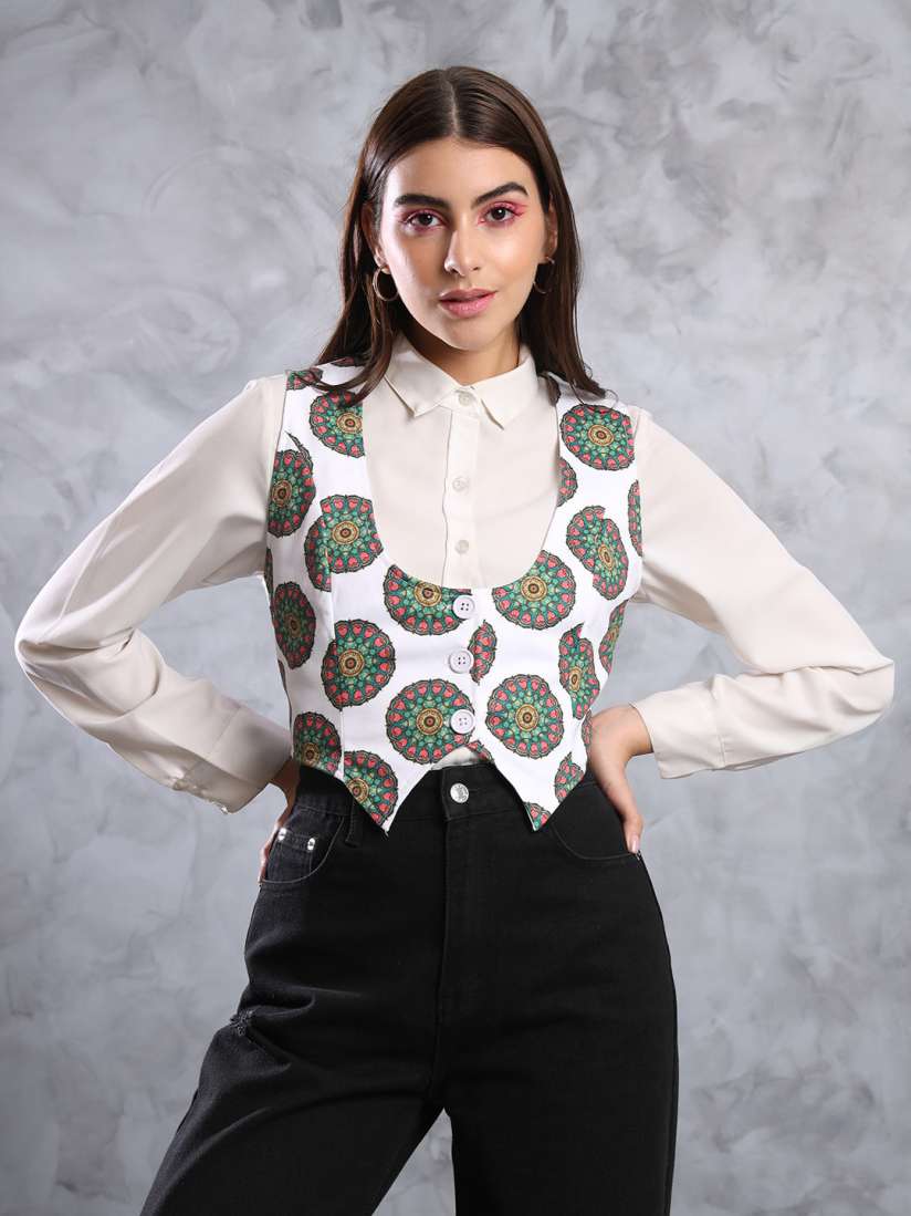 Buy MAZIE Ethnic Motifs Printed Waistcoat Waistcoat for Women 25579676 Myntra