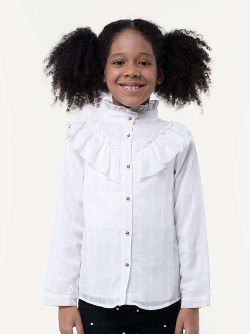 White shirt for girls with ruffles discount