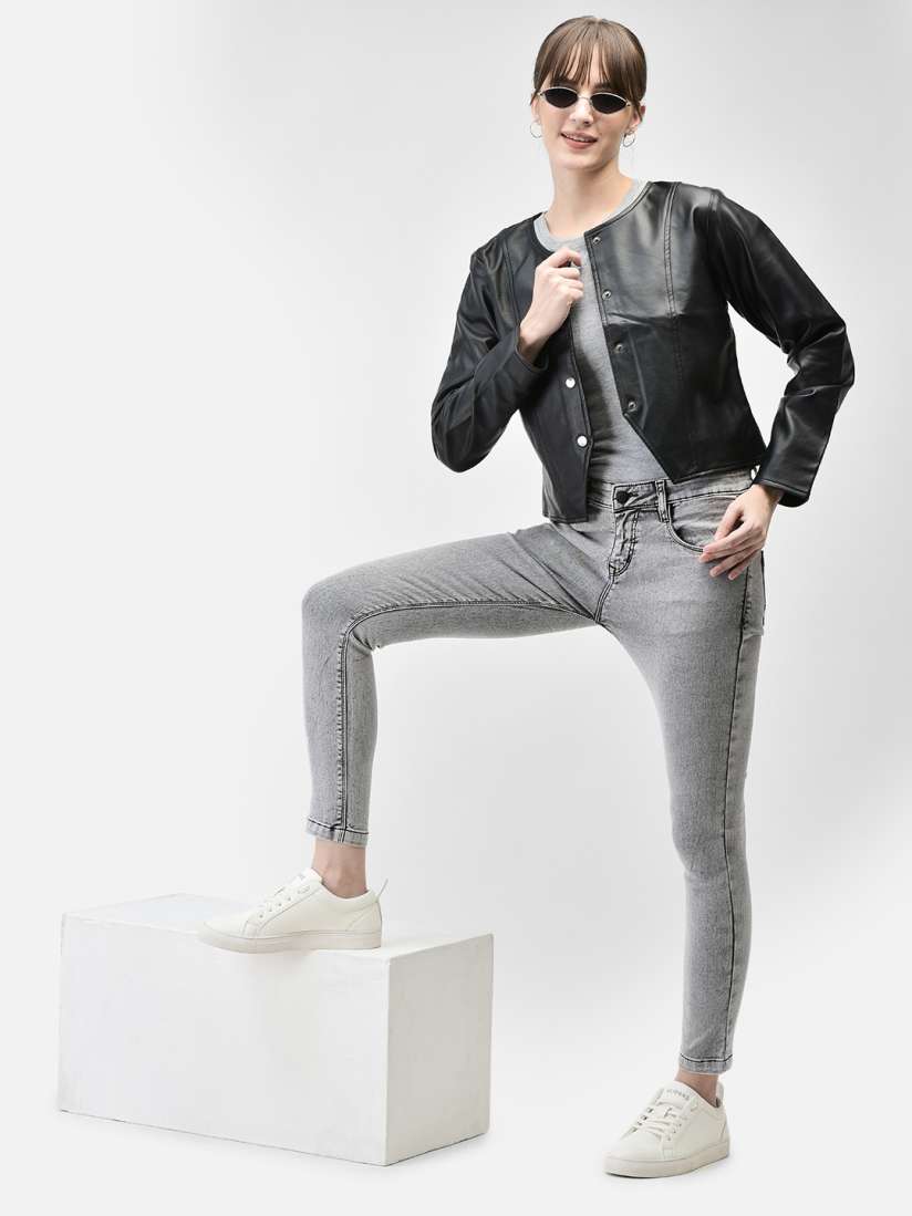 Buy Crimsoune Club Long Sleeves Leather Jacket Jackets for Women 25586320 Myntra