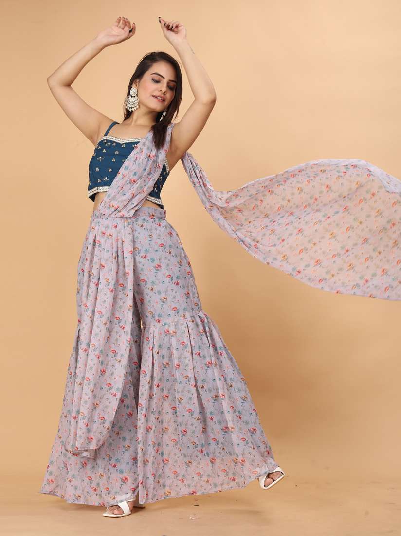 Palazzo saree myntra store
