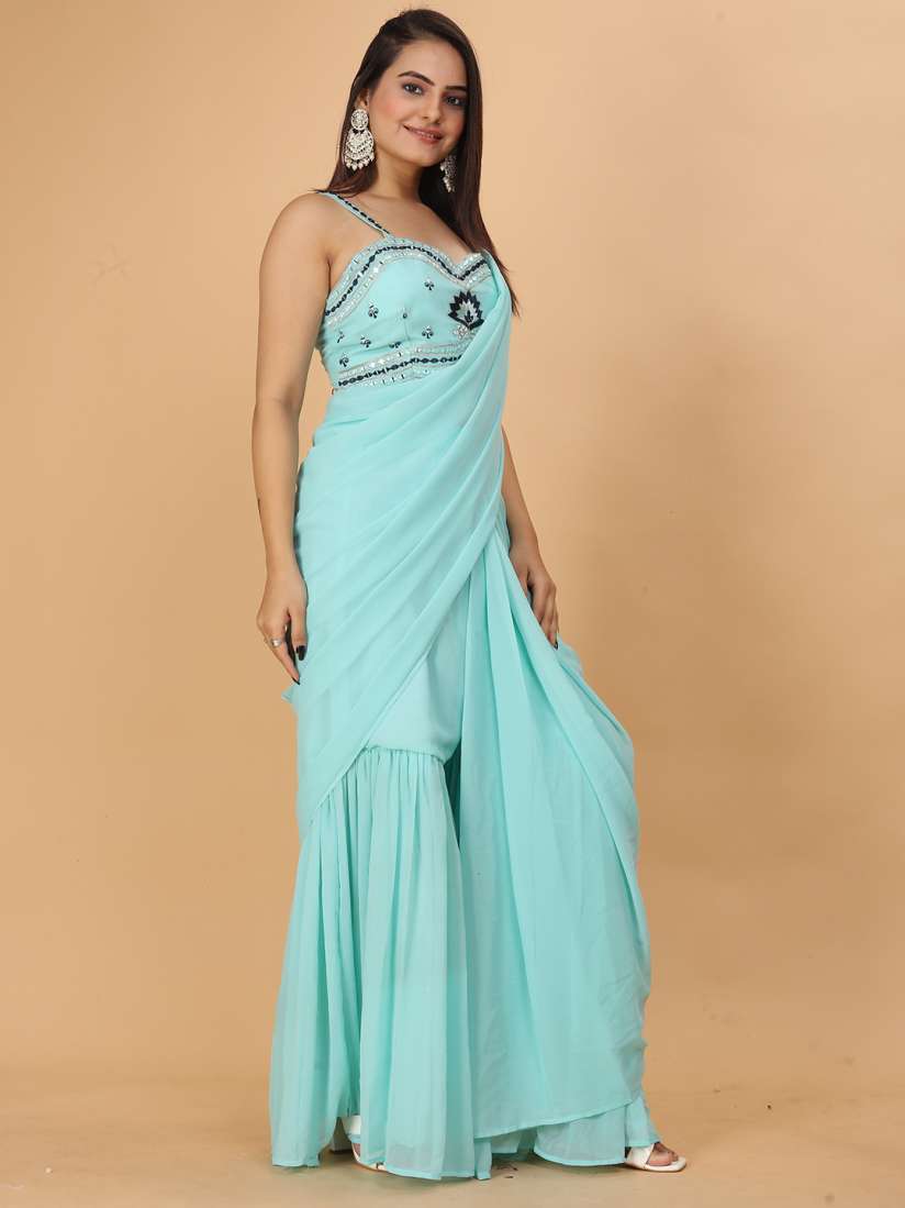Buy Riddhi Textile Hub Pure Georgette Palazzo Saree Sarees for Women 25588646 Myntra