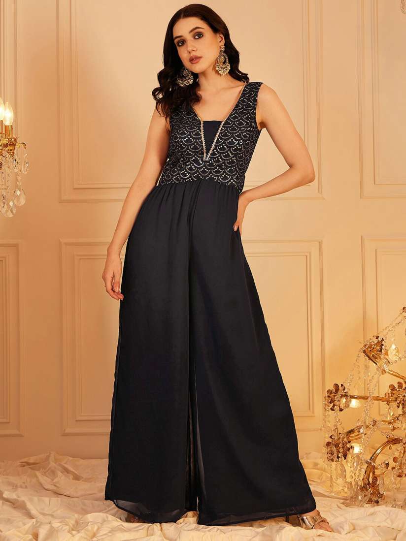 Buy indo street Self Design Sleeveless Ethnic Basic Jumpsuit Jumpsuit for Women 25588826 Myntra