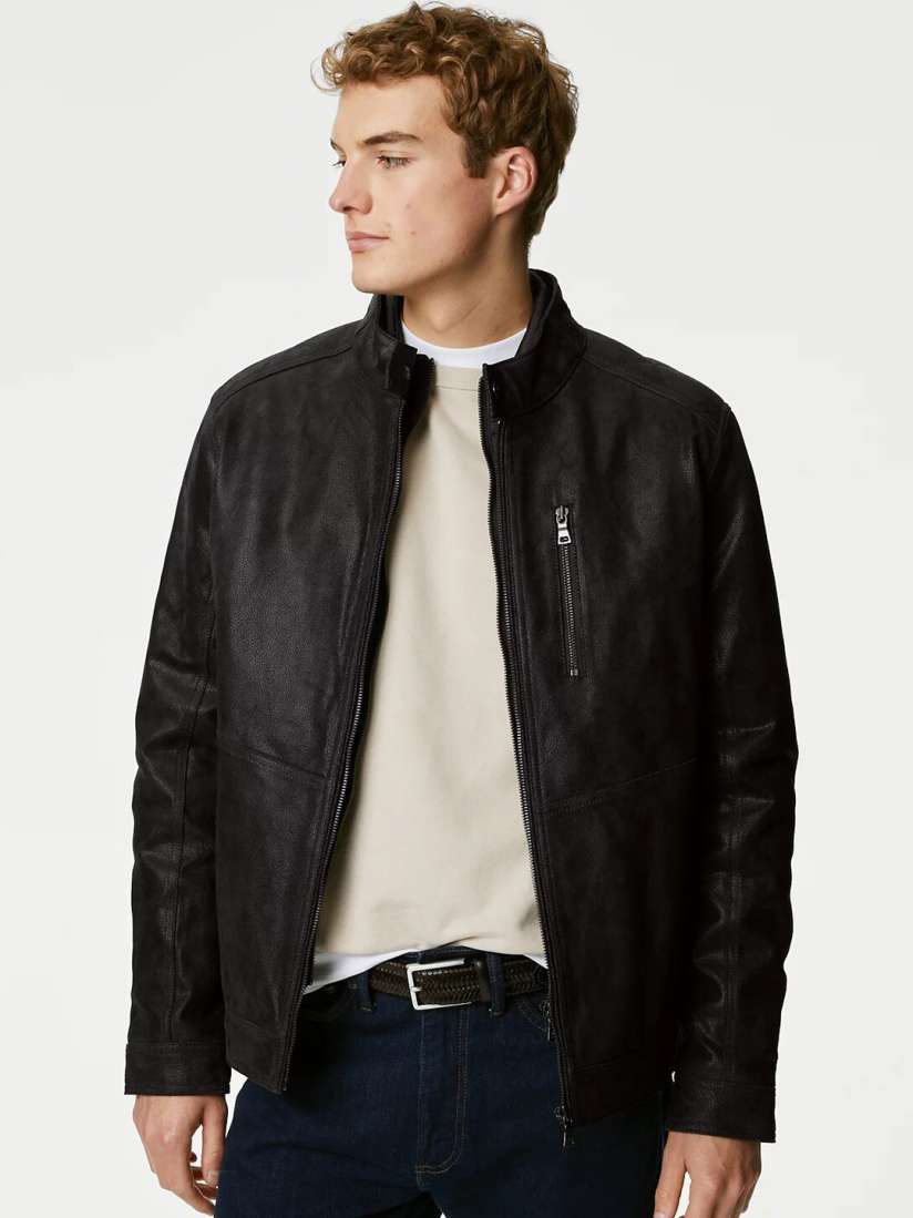 Marks and spencer leather jacket discount