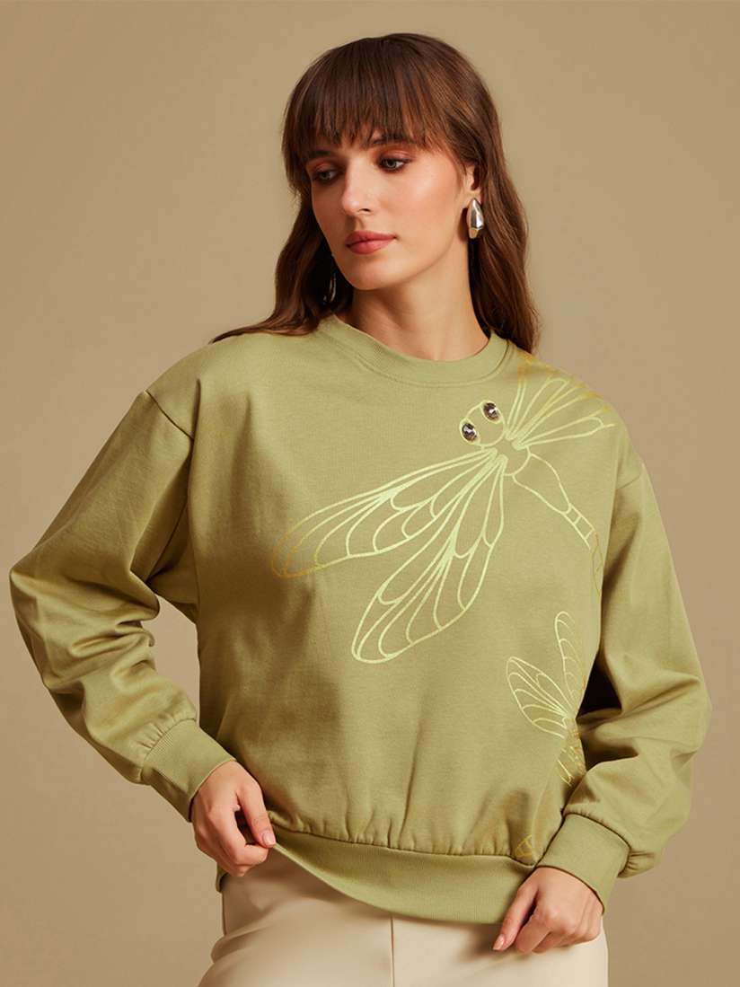 Buy Kazo Graphic Printed Cotton Pullover Sweatshirt Sweatshirts for Women 25600994 Myntra