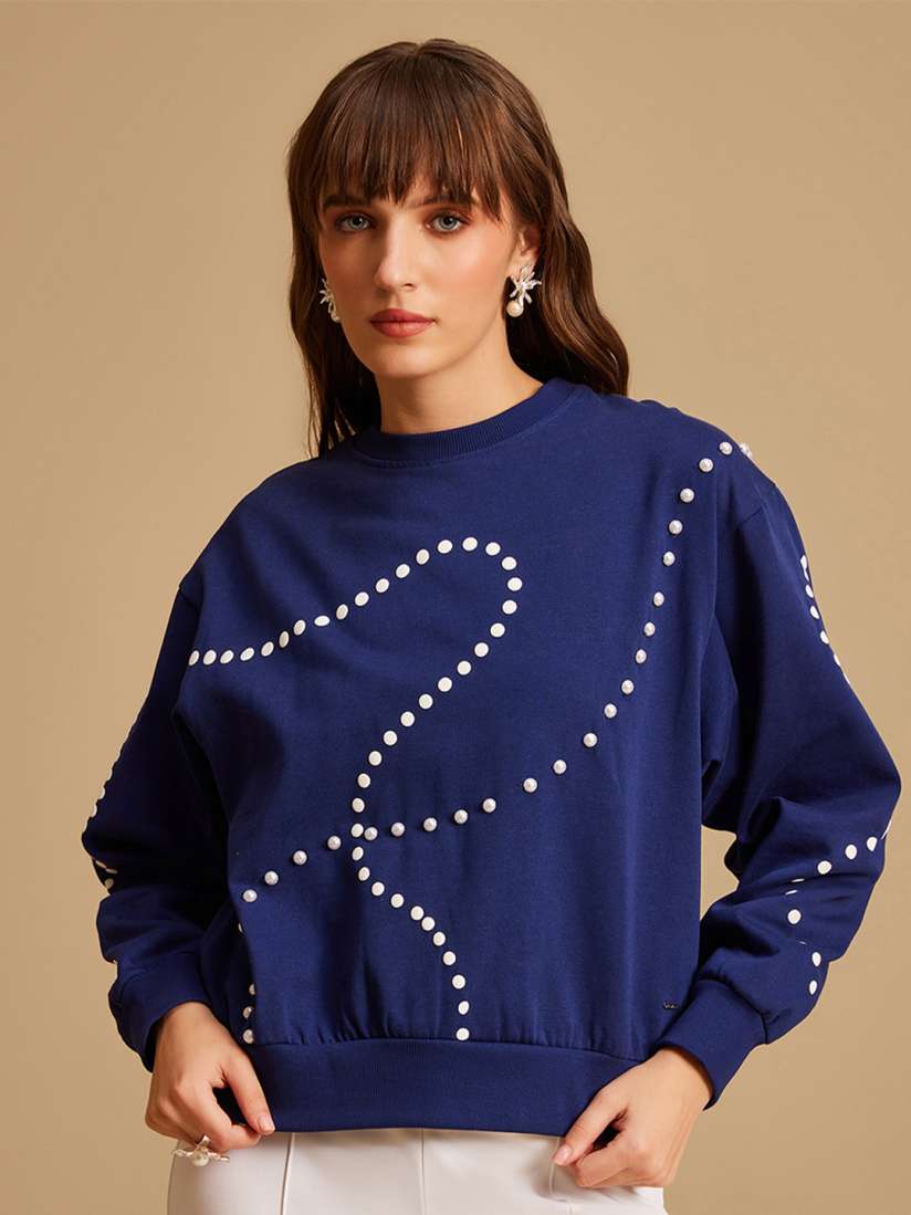 Buy Kazo Geometric Printed Cotton Pullover Sweatshirt Sweatshirts for Women 25601000 Myntra