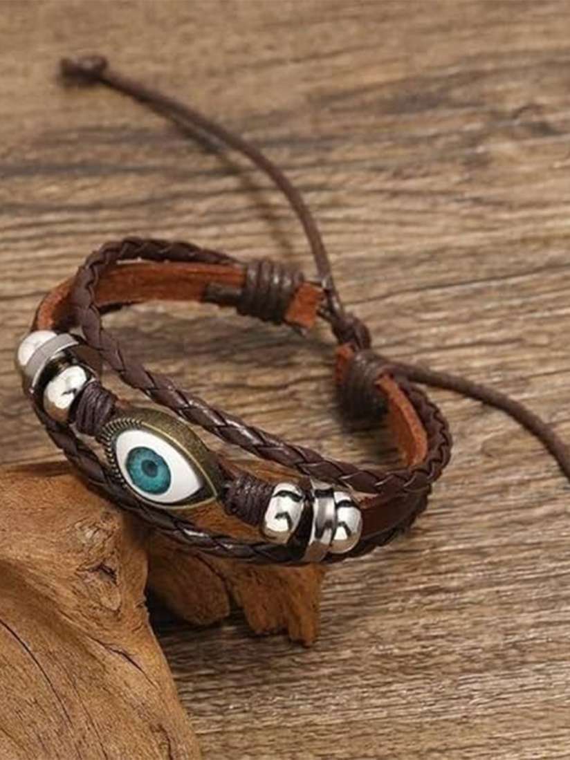 Buy MEENAZ Men Leather Evil Eye Multistrand Bracelet Bracelet for Men 25603976 Myntra