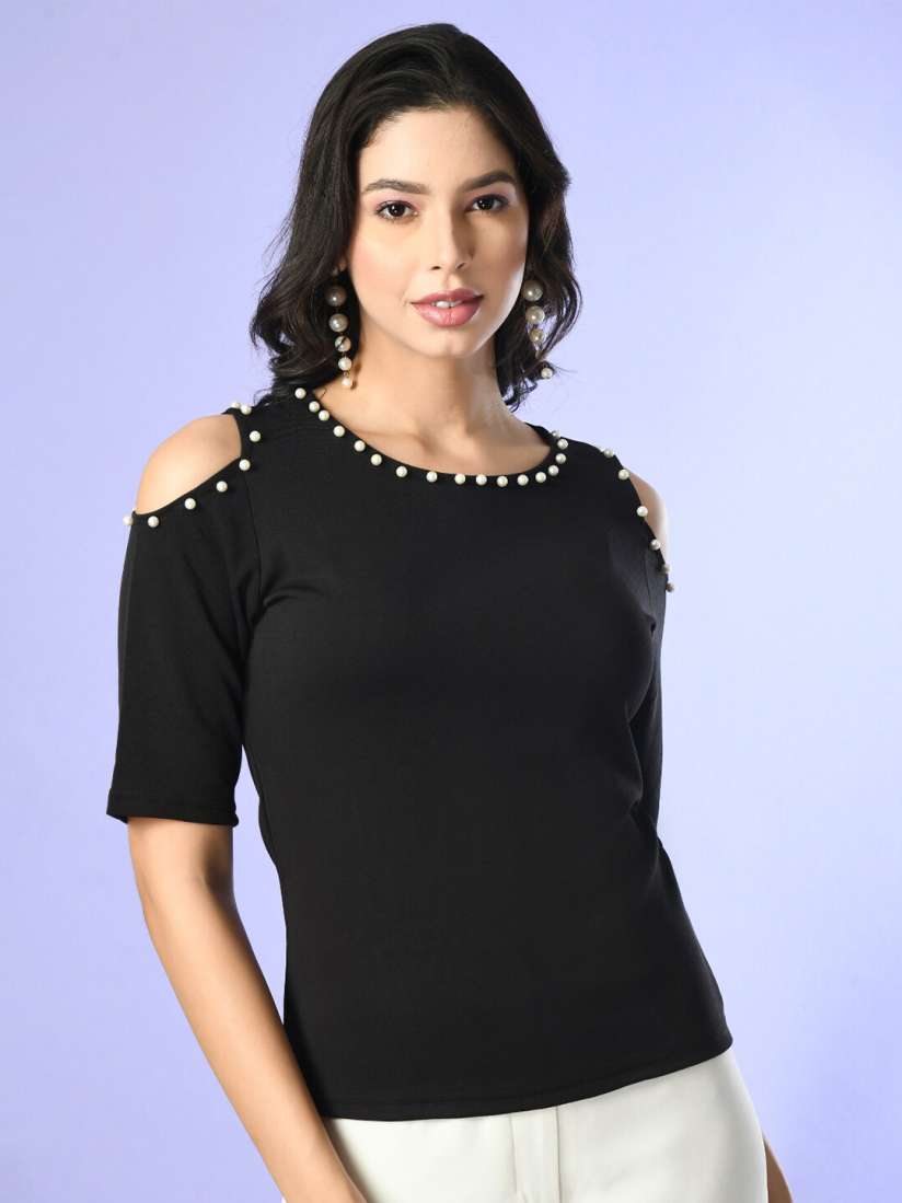 Buy BAESD Embellished Cold Shoulder Sleeves Top Tops for Women 25607910 Myntra