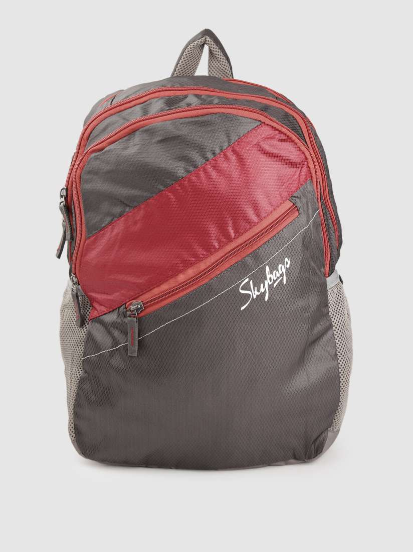 Buy Skybags Unisex Grey Red Geometric Textured Backpack 37 Liters Backpacks for Unisex 256122 Myntra