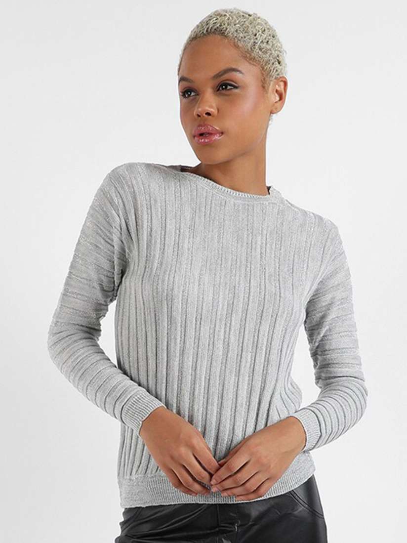 Buy Campus Sutra Ribbed Acrylic Pullover Sweater Sweaters for Women 25614618 Myntra