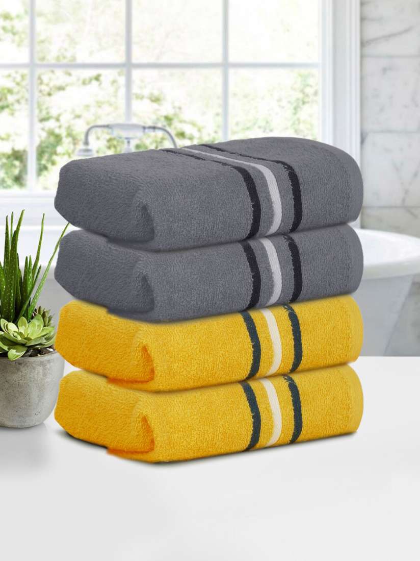 Buy Cortina Yellow Grey 4 Pieces Cotton 380 GSM Hand Towels Hand Towels for Unisex 25615674 Myntra