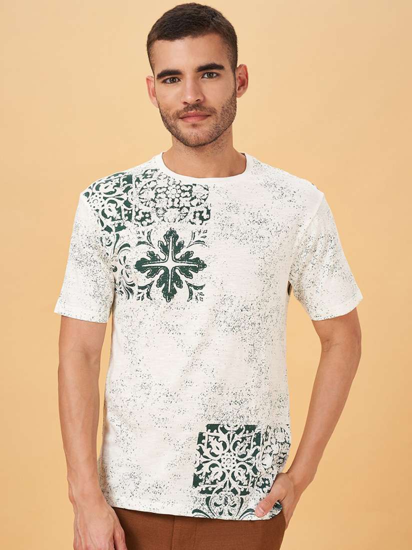 Buy 7 Alt by Pantaloons Ethnic Motif Printed Relaxed Fit Cotton T shirt Tshirts for Men 25616970 Myntra