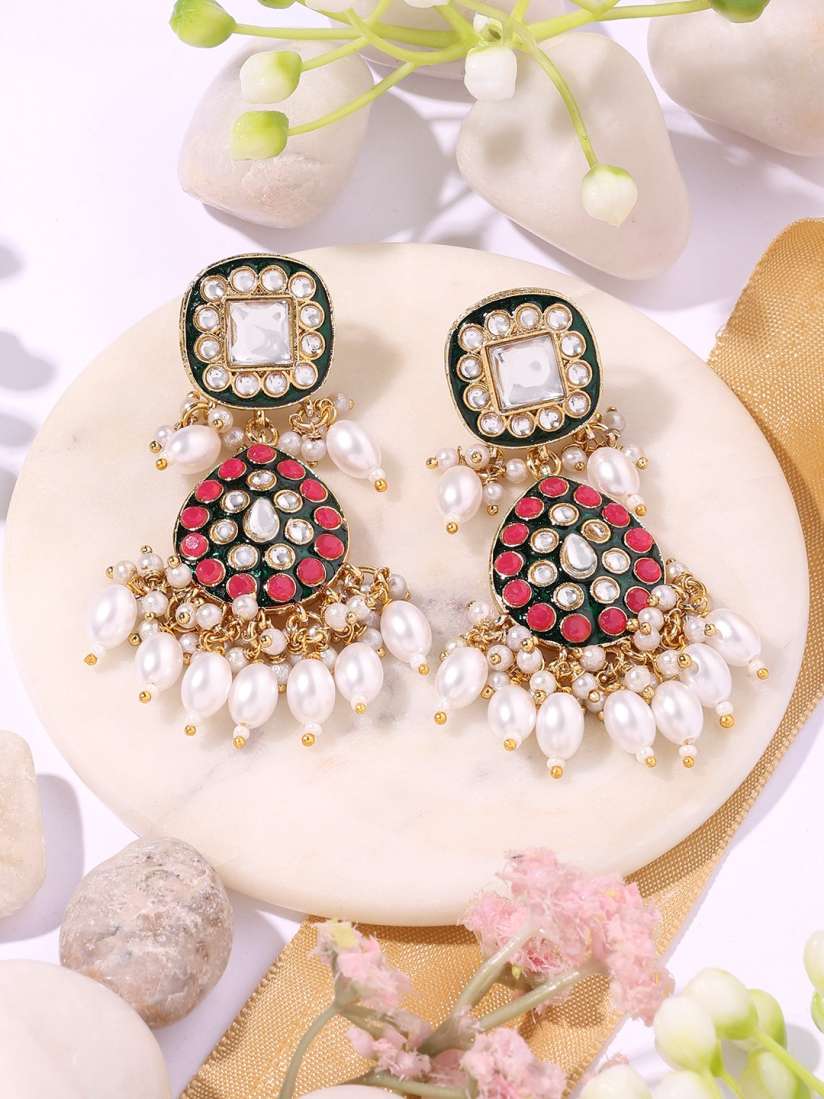 Buy Zaveri Pearls Contemporary Kundan Drop Earrings Earrings for Women 25618016 Myntra