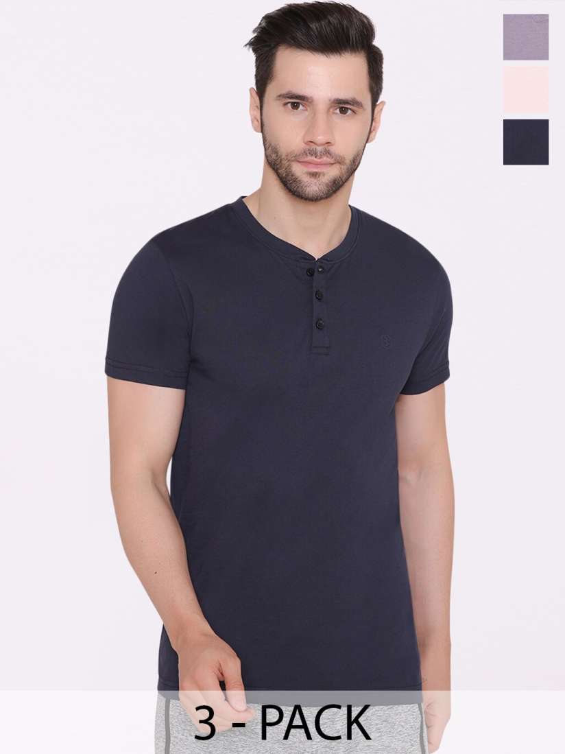 Buy BODYACTIVE Pack Of 3 Henley Neck Cotton T shirts Tshirts for Men 25621890 Myntra