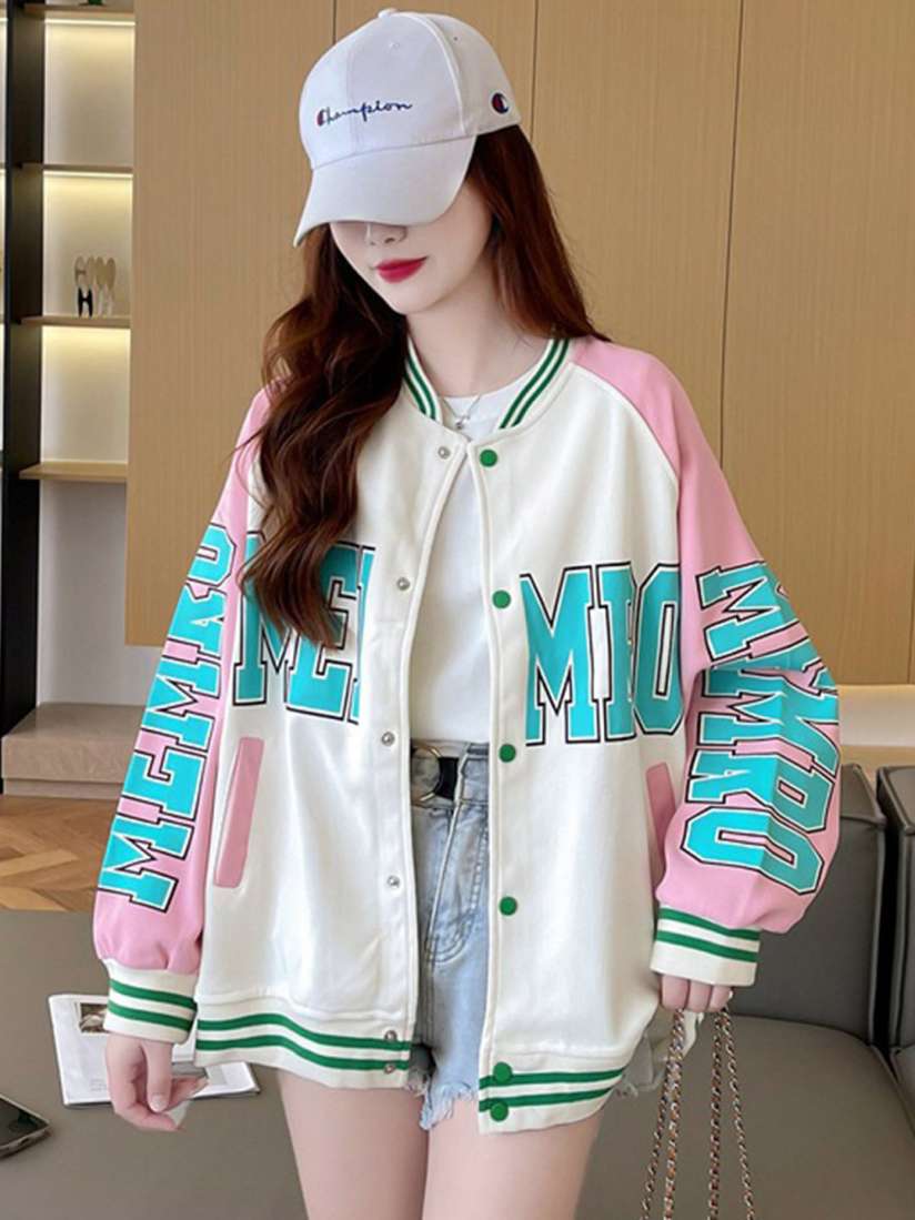 Buy StyleCast Beige Typography Printed Dry Fit Longline Cotton Varsity Jacket Jackets for Women 25631790 Myntra