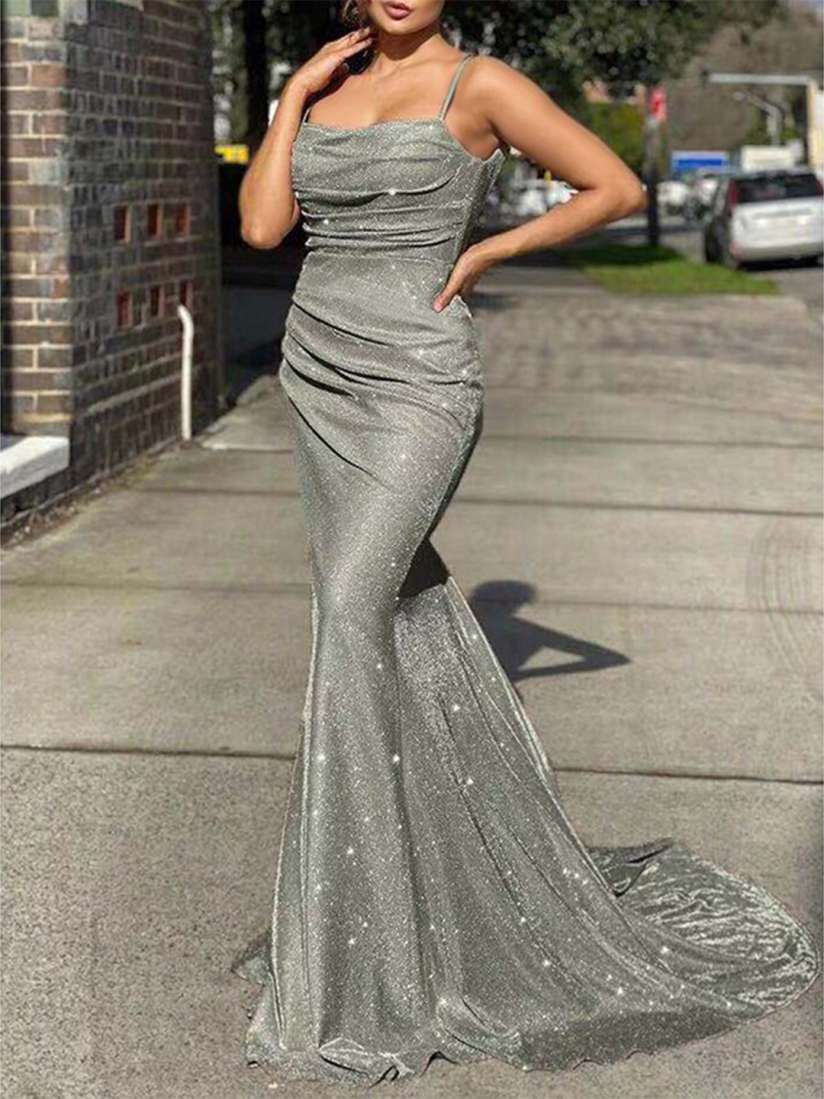 Buy StyleCast Grey Shoulder Straps Gathered Detail Maxi Dress Dresses for Women 25632720 Myntra