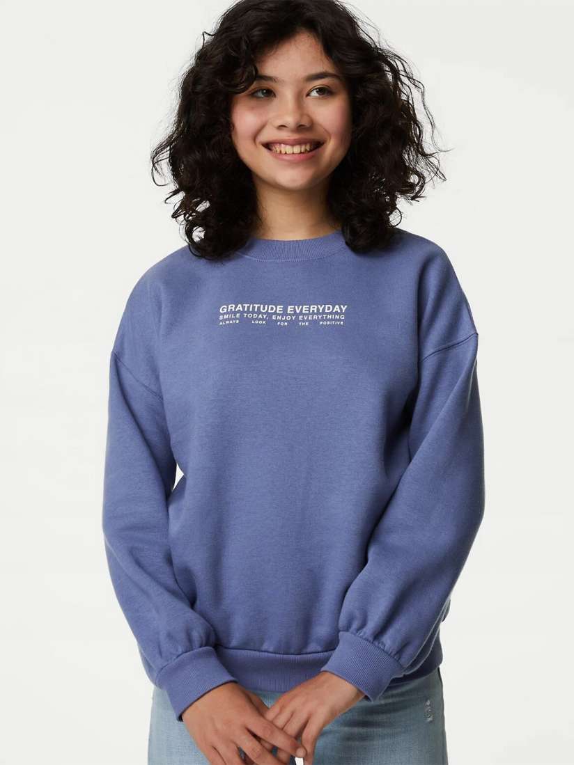 Buy Marks Spencer Girls Typography Printed Cotton Sweatshirt Sweatshirts for Girls 25633652 Myntra
