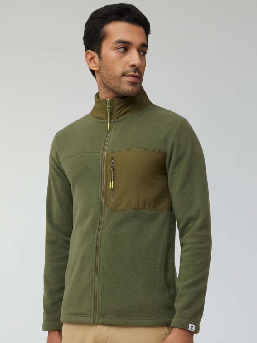 Buy XYXX Men Regular Fit Colorblock Olive Green Winter Fleece Jacket Jackets for Men 25635318 Myntra