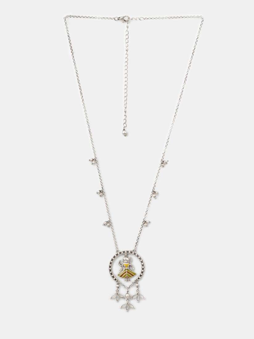 Myntra silver necklace outlet