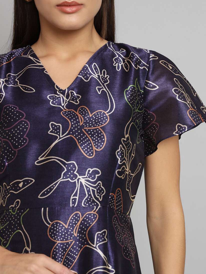 Buy PowerSutra Floral Printed Silk Fit Flare Dress Dresses for Women 25639368 Myntra