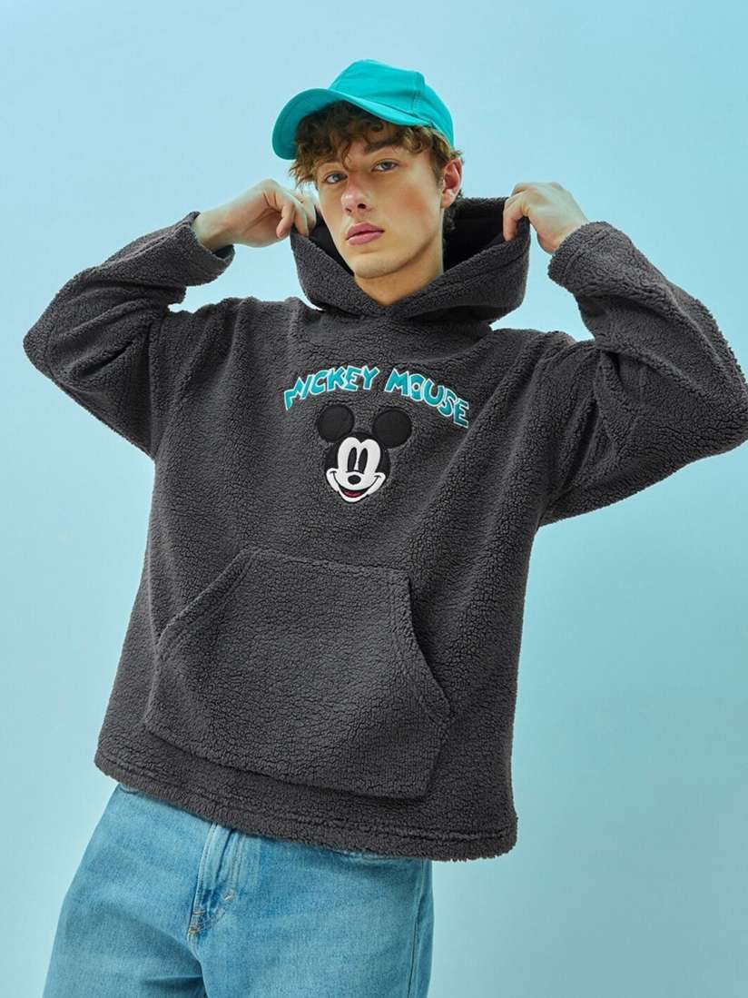 Grey mickey mouse hoodie hotsell