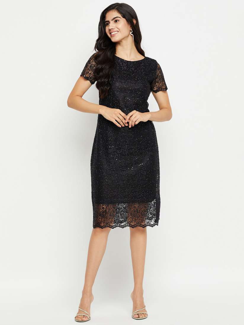 Buy BAESD Self Design Short Sleeves Sequined Sheath Dress Dresses for Women 25641646 Myntra