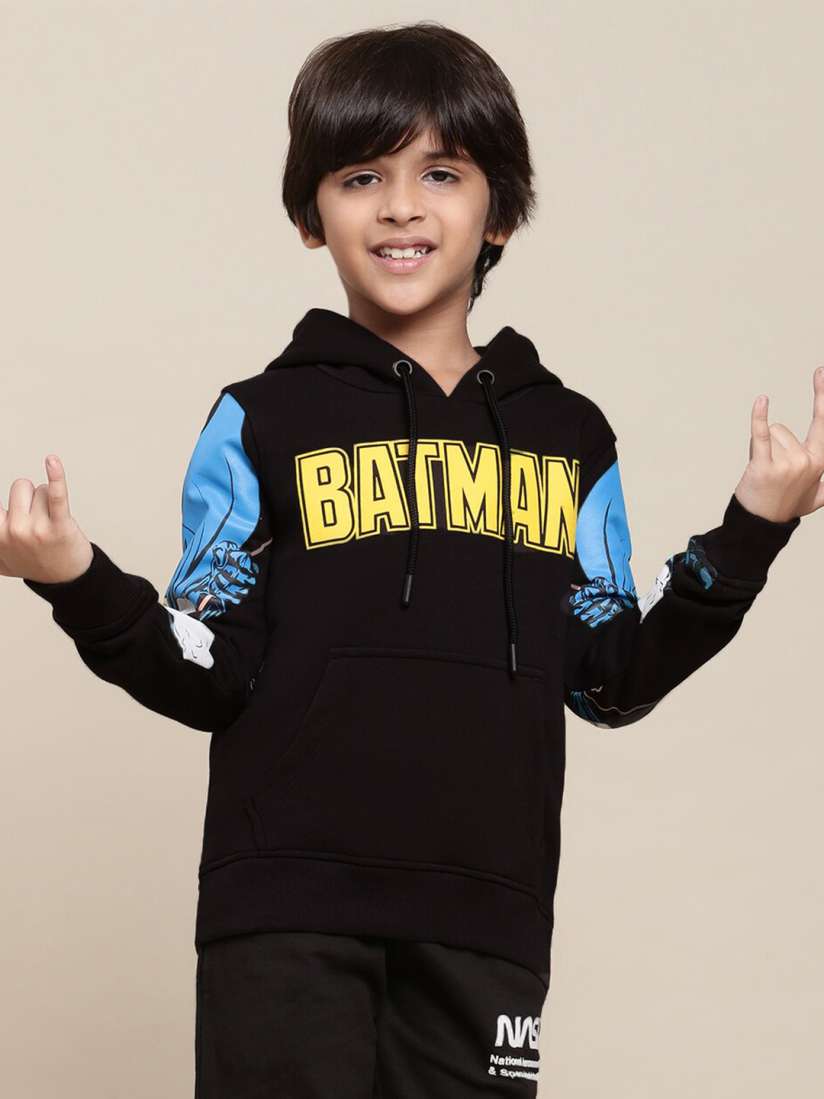 Buy Kids Ville Boys Batman Printed Hooded Pullover Sweatshirt Sweatshirts for Boys 25644916 Myntra
